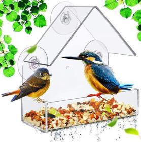 Acrylic Small Bird Cage Medium Size Transparent Plexiglass Pet Feeder Outdoor Suction Bird Feeder Acrylic Small Bird Cage Medium Size Transparent Plexiglass Pet Feeder Outdoor Suction Bird Feeder